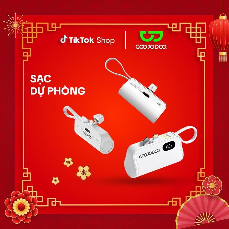 [GOOJODOQ*KOC] 2025 Sạc Dự Phòng Mini GOOJODOQ 5000MAh ,Tích Hợp Cáp Type-C & Lightning ,Pin Hiệu Suất Cao, Cầm Tay Và Kích Thước Bỏ Túi