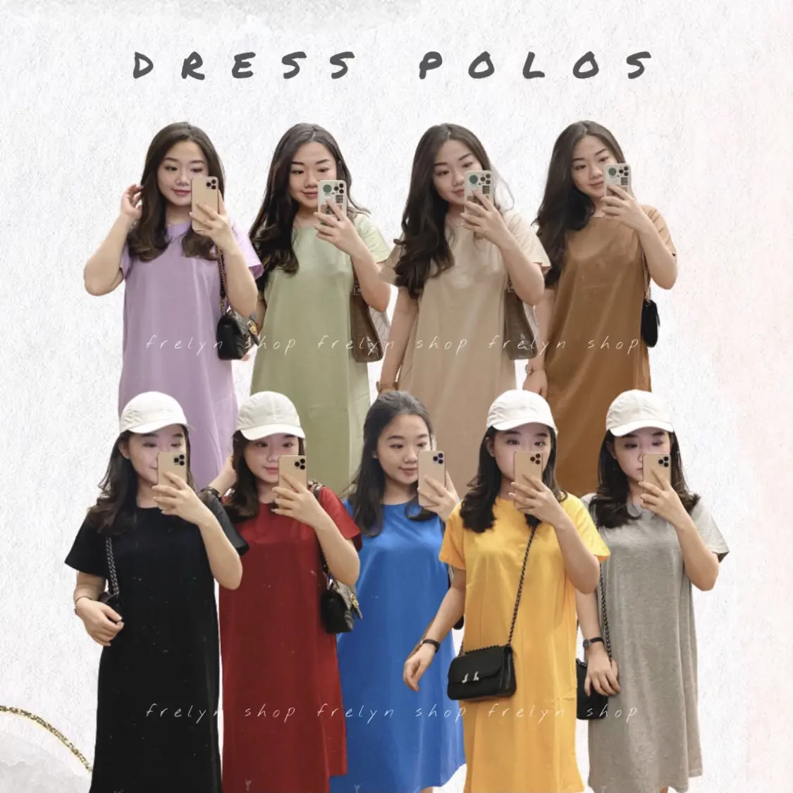 FRELYN SHOP - DRESS KATUN POLOS LILAC / HITAM / ABU / KUNING / BIRU ELEKTRIK / MAROON / BEIGE / MOCCA / SAGE GREEN / DUSTY ROSE / DUSTY BLUE / ARMY / HIJAU NATAL / FUSCHIA / DARK GREY