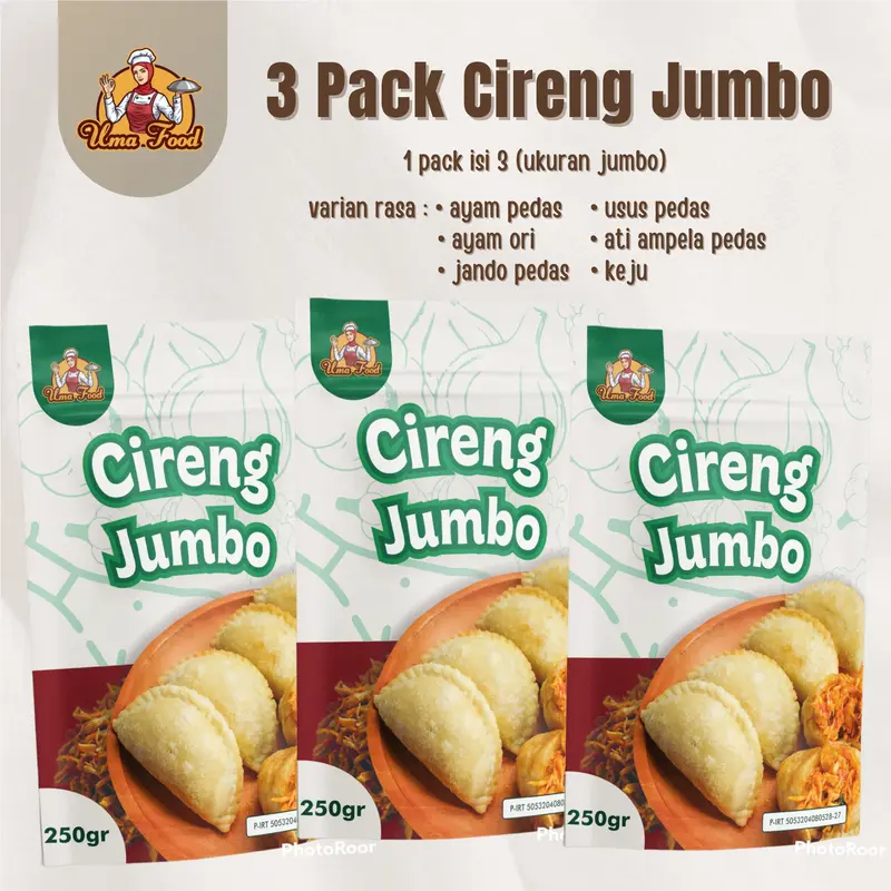3 PACK CIRENG JUMBO UMAFOOD (ISI AYAM PEDAS/ PEDAS/USUS PEDAS/ATI PEDAS/BASO PEDAS/KEJU) 0