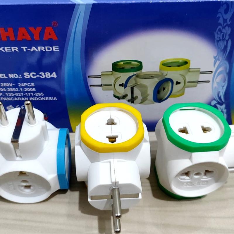 Steker T Multi Arde SNI Colokan Stop Kontak Parallel 3 Lubang T-Arde Paralell 4