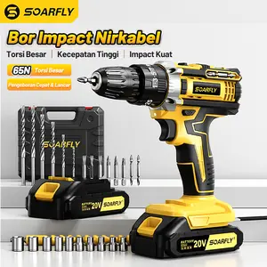 【24 shiping】 SOARFLY 1588VF baterai lithium Mesin Bor 1800r/min Cordless Drill lmpact Electric BatteryScrewdriver Wall 3 Mode Screwdriver Hammer DrillBits torsi