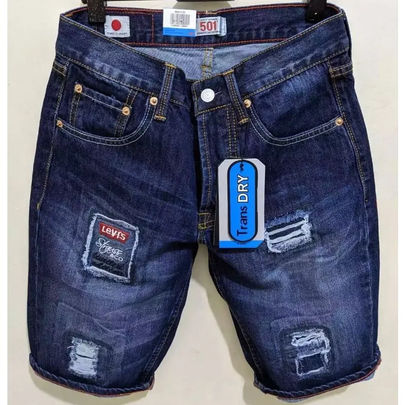 Celana Pendek Jeans Pria Motif Sobek Bordir Terbaru Jeans Pendek Sobek S01 Made in Japan Terlaris
