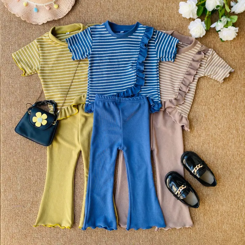 Setelan Anak Perempuan Yura Stripe Salur Snow White Knit 1-10 Tahun - Fashion Cewek Parsel Bayi 6