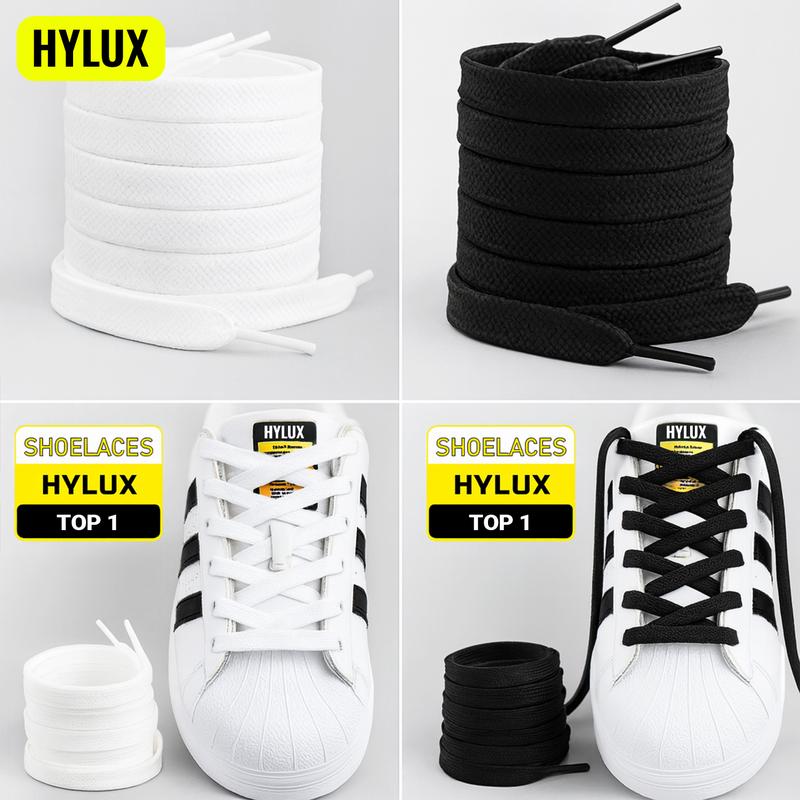 Dây Giày 2 Lớp Cao Cấp Màu Trắng Đen Cho Mọi Mẫu Giày - Dây Giày Thể Thao