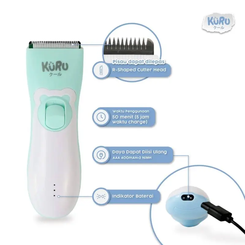 KURU Electric Baby Hair Clipper - Alat Cukur Rambut Bayi Elektrik 3
