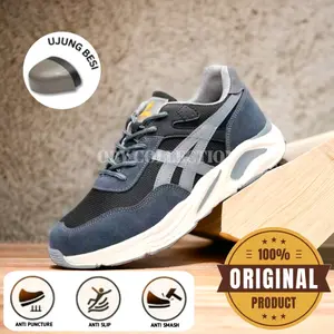 sepatu safety sporty Sepatu pelindung kerja sneakers sporty ujung besi pria wanita NO128 ASC WHITE Safety Shoes