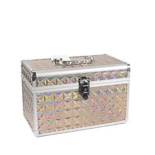Box Kosmetik Mini Kecantikan Makeup Beauty Case Kode 1668-2 FS Desain Mini Kompak dengan Sekat Adjustable Warna Cerah Cocok untuk Penggunaan Sehari-hari dan Bepergian Bahan Metalic ABS Ukuran 23x15x15cm 0