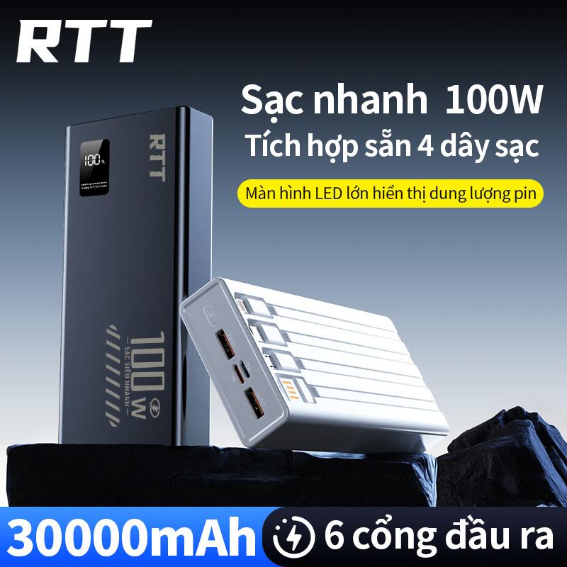 RTT DX68 (Sạc siêu nhanh)Pin dự phòng 20.000-30.000mAh, tích hợp 4 dây sạc, có màn hình hiển thị. Pin dự phòng dung lượng lớn 20.000mAh. Phù hợp với mọi loại điện thoại di động, USB. Cáp sạc Type-C. Pin dự phòng Phụ kiện điện thoại di động