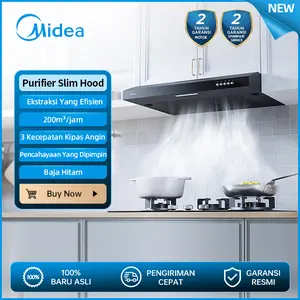 Midea Slim Cooker Hood 60cm 38W Purifier Hitam & Stainless MH60F17EM21BB-ID/MH60F17EM21SB-ID