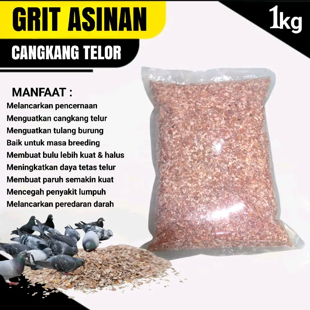 Pakan Burung  Grit  Asinan telor murni untuk Kesehatan 1kg pur  merpati