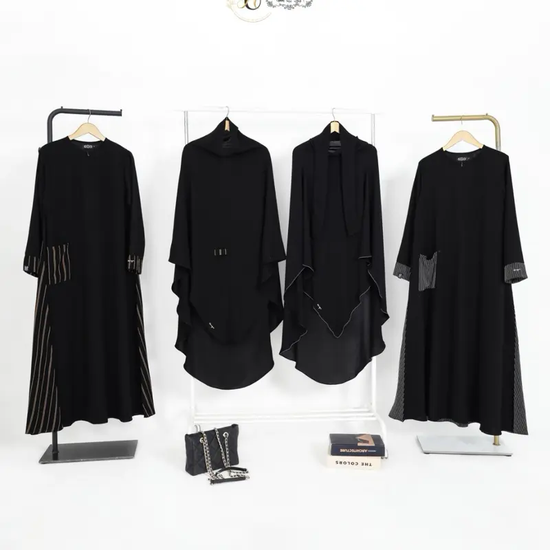 Dress Syar'i Anti UV Jetblack Estetik | Daneen Series Gamis Hitam Nyaman