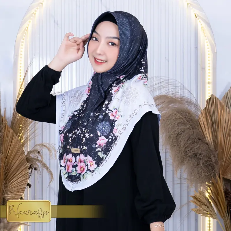 Jilbab Instan Bergo Motif Printing Jersey Premium SAKURA Kerudung Muslim Wanita Dewasa Daily Bergo Katun Renda Syari 4