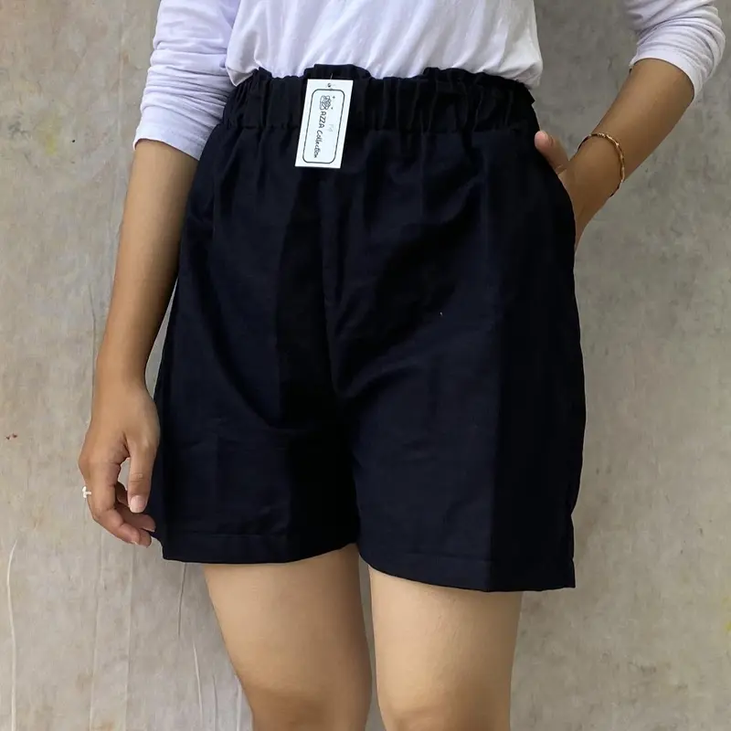 Joya Pants Celana Pendek Linen Wanita Size M L XL Jumbo Pinggang Elastis Saku Samping Shorts Santai Casual Dewasa hotpants rayon Kulot Katun 2