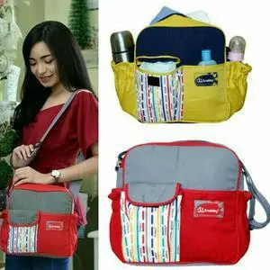 Tas kecil Snobby TPT 1672 / snobby baby saku kerut line series / tas travelling bayi diaperbagi Kuning Merah