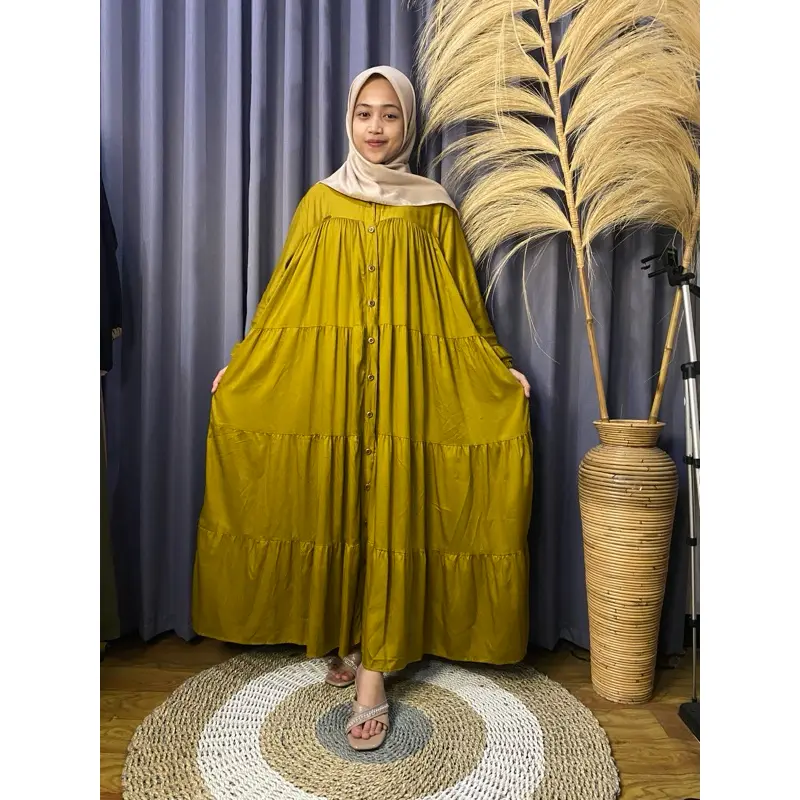 SHAFIYA MAXI DRESS PJ 140 ETALASE SPECIAL RAMADHAN BAHAN RAYON TWILL PREMIUM FULL KANCING AKTIF 4