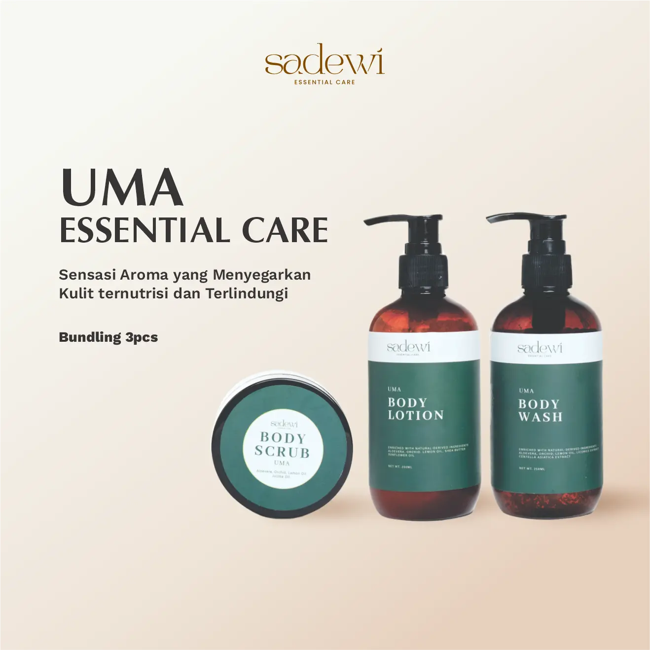 SADEWI ESSENTIAL - UMA BODY LOTION, SCRUB, WASH