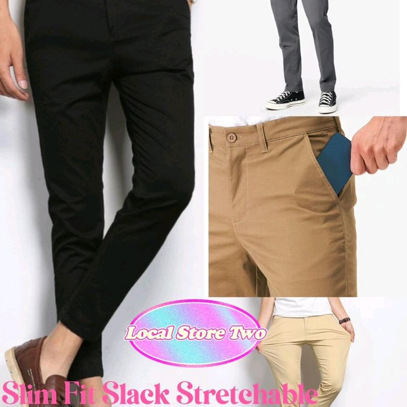 Men Long pants Casual Men chino pants Stretchable Slim Fit Cotton pants selu armampumilik murah syifa awardrobe arcargoviral seluar slack