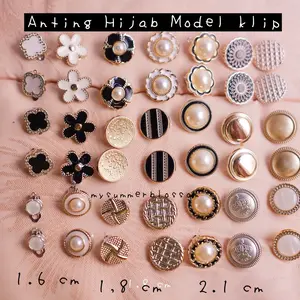 MSB  2 Pasang Anting Jepit MUSLIM Klip Hijab Earrings Clip anting HIJABERS
