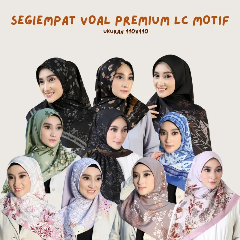 Segiempat voal motif , hijab voal premium 0
