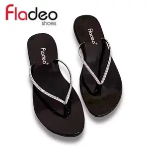 Sandal Wanita Fladeo Japit Bling Kristal 36-40 Sendal Teplek Flat Cewek | Sandal perempuan