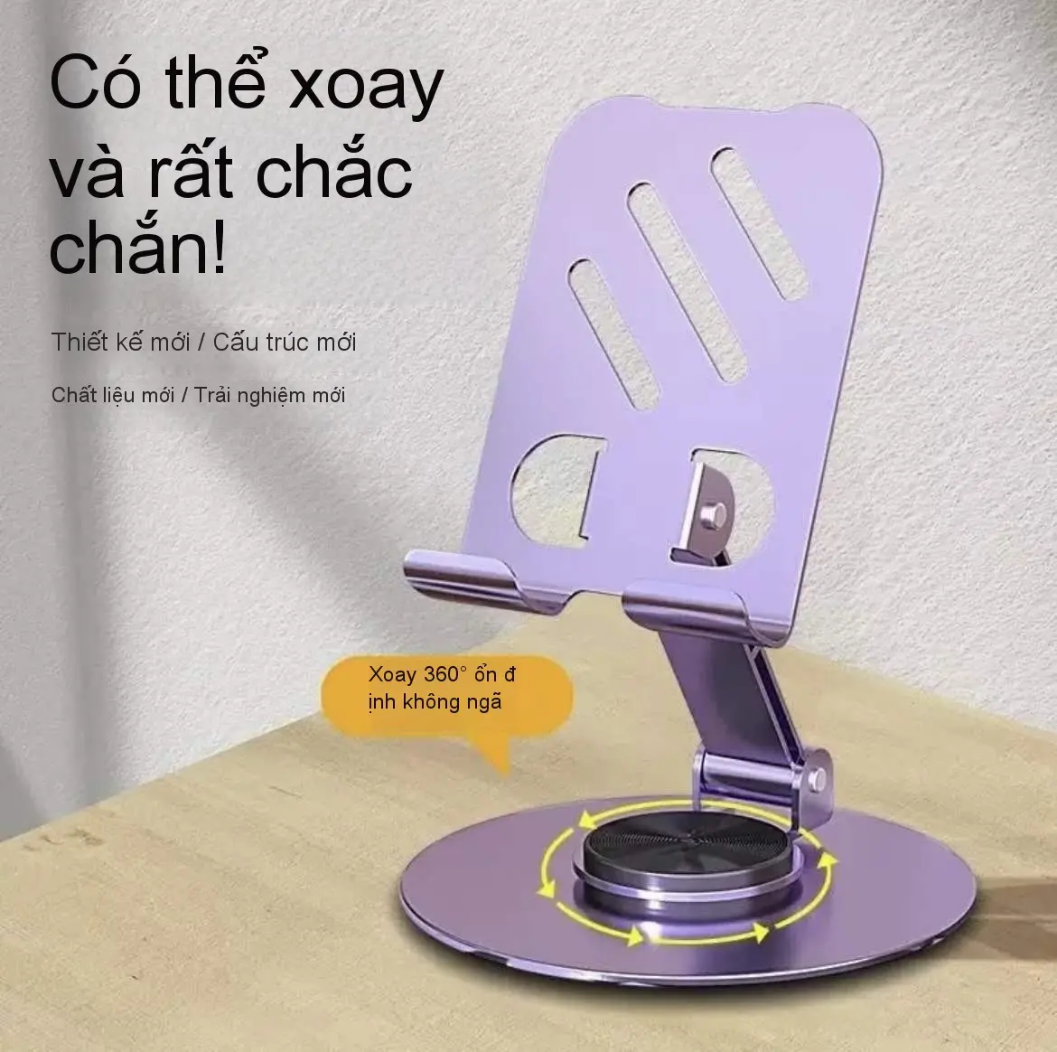 Giá đỡ điện thoại trên bàn có thể gấp và xoay 360 độ