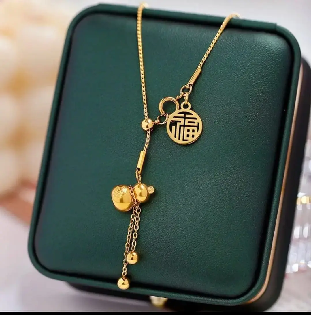 Kalung Serut Titanium aksesoris Fashion Wanita Plus Liontin Anti Karat anti luntur