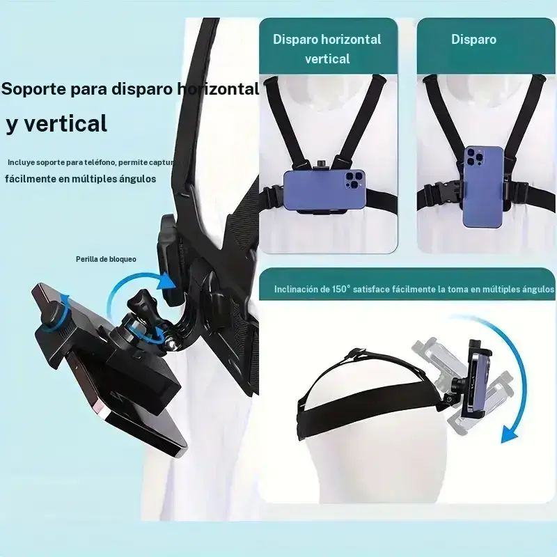 Kit de montaje con correa para cámara de acción y clip para teléfono, compatible con GoPro, Osmo Action y smartphones, accesorios para cámaras deportivas ELECCIONES - Foto 12