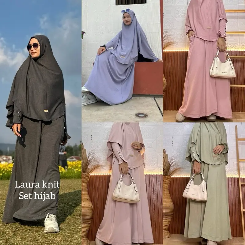 LAURA GAMIS KNIT SET HIJAB size M ld 100 melar sampai ld 110 dan XXL ld 120 melar sampai ld 130 0