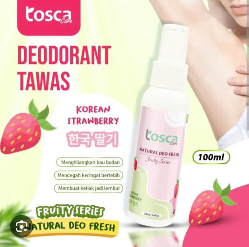 Natural Deodorant Tawas Tosca Spray 100ml - Wangi Candy Milk - Ampuh Mencegah Bau Ketiak dan Bau Badan 8