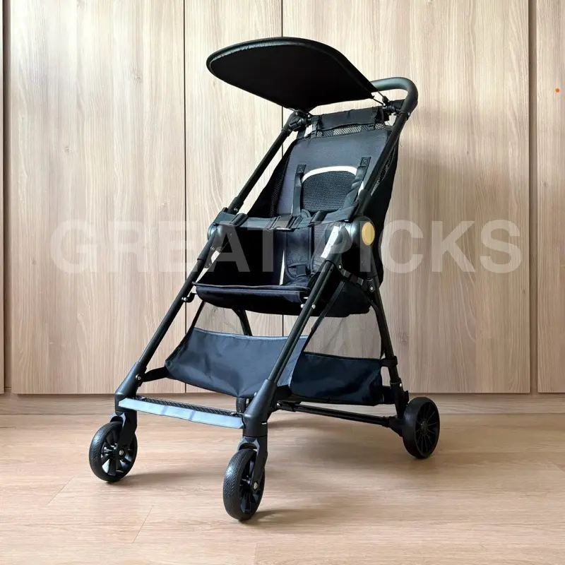 1s Fold Light weight reclinable semi mesh stroller with bottom storage