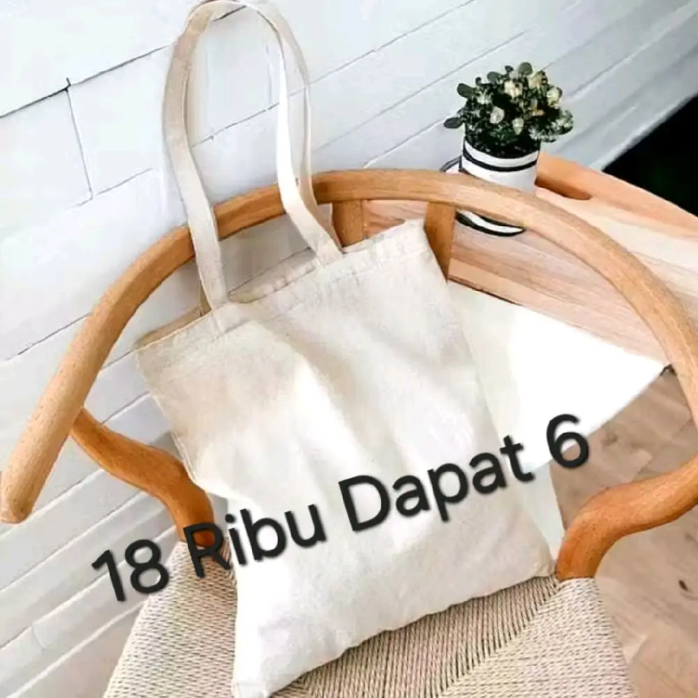 Tas Tote Bag Blacu Kanvas Putih Polos Untuk Ecoprint Lukis