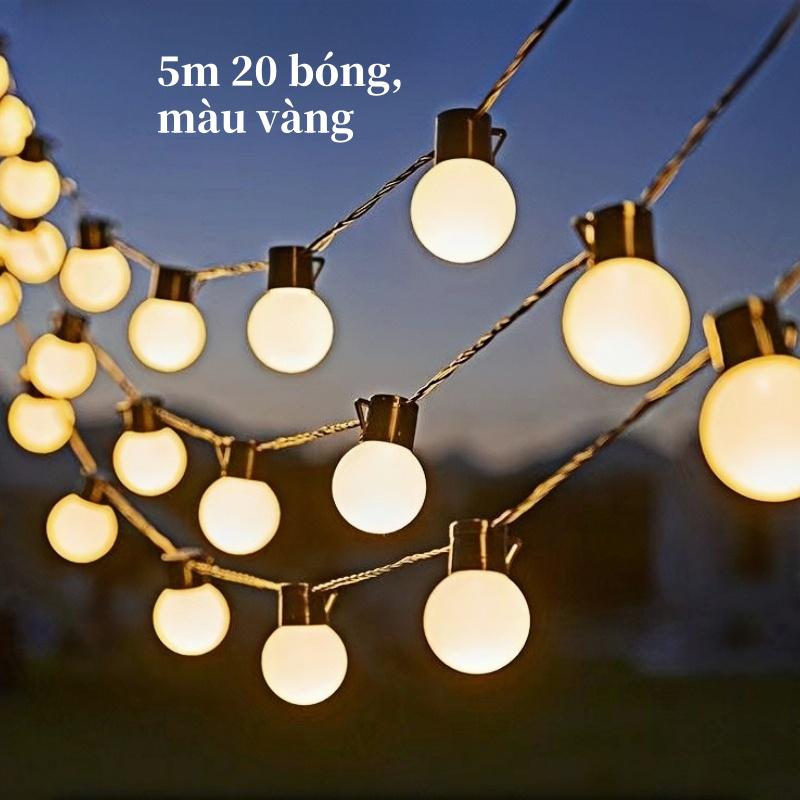 Dây đèn led bi tròn 5m 20 bóng màu vàng trang trí sân vườn , ngoài trời