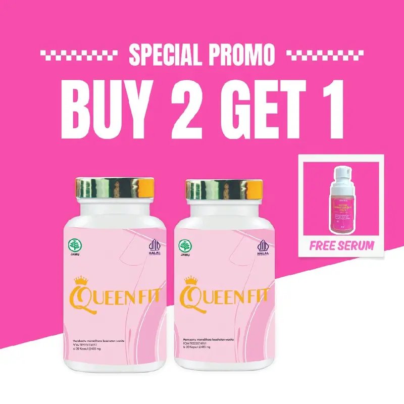 ( BUNDLE 2 BOX ) Queenfit Booster Suplemen PD Montok dan Kencang Herbal Hormon Estrogen Pengaktif Hormon Kewanitaan 0