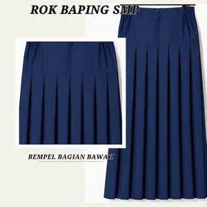 Bawahan rok baping biru SMP Rempel bawah pinggang perempuan bahan terbaik kualitas premium  by multajam uniform