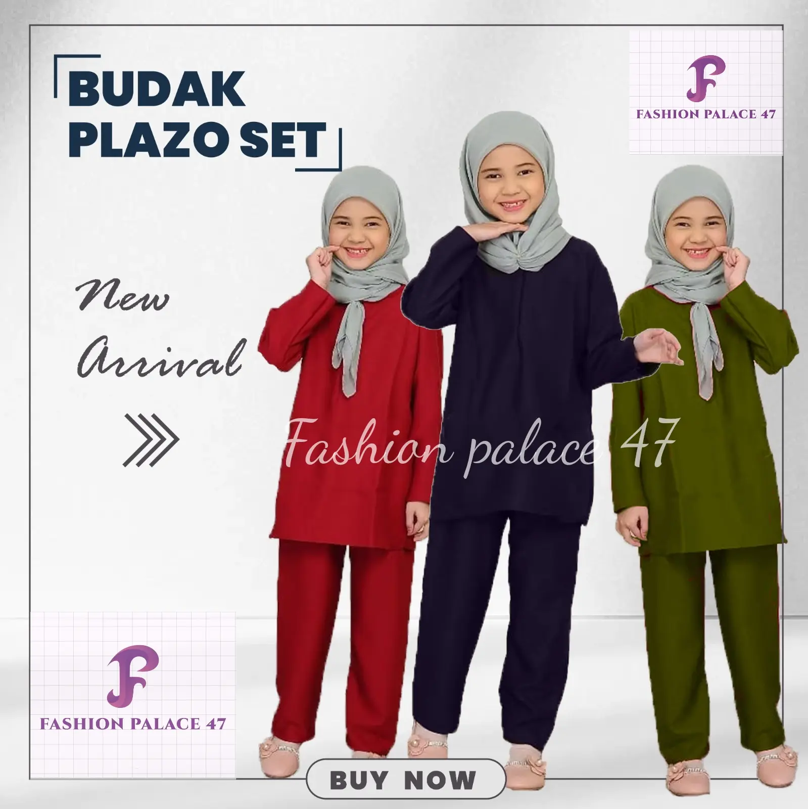 Plazo Suit Kids Baju Selaur Muslimah Kids Set Warda Sleeve Girls
