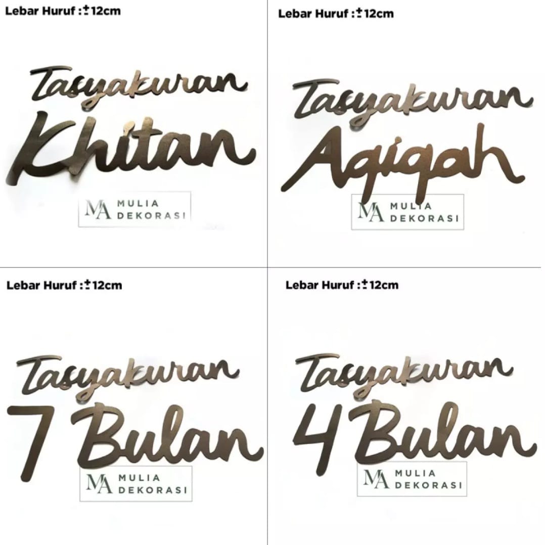 HANYA Tulisan SAJA 2 kata Bahan Karton Jasmine Paket Dekorasi Tasyakuran Aqiqah 4 Bulan 7 Bulan Khitan