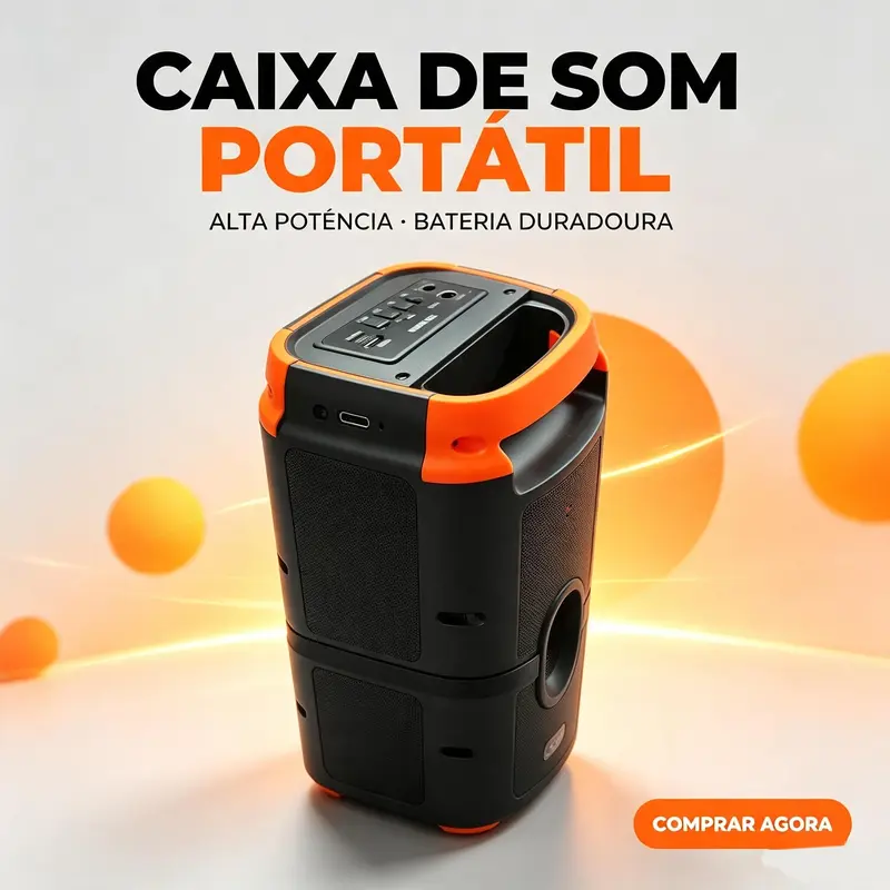 Caixa de Som Bluetooth Portátil 50W com LED RGB