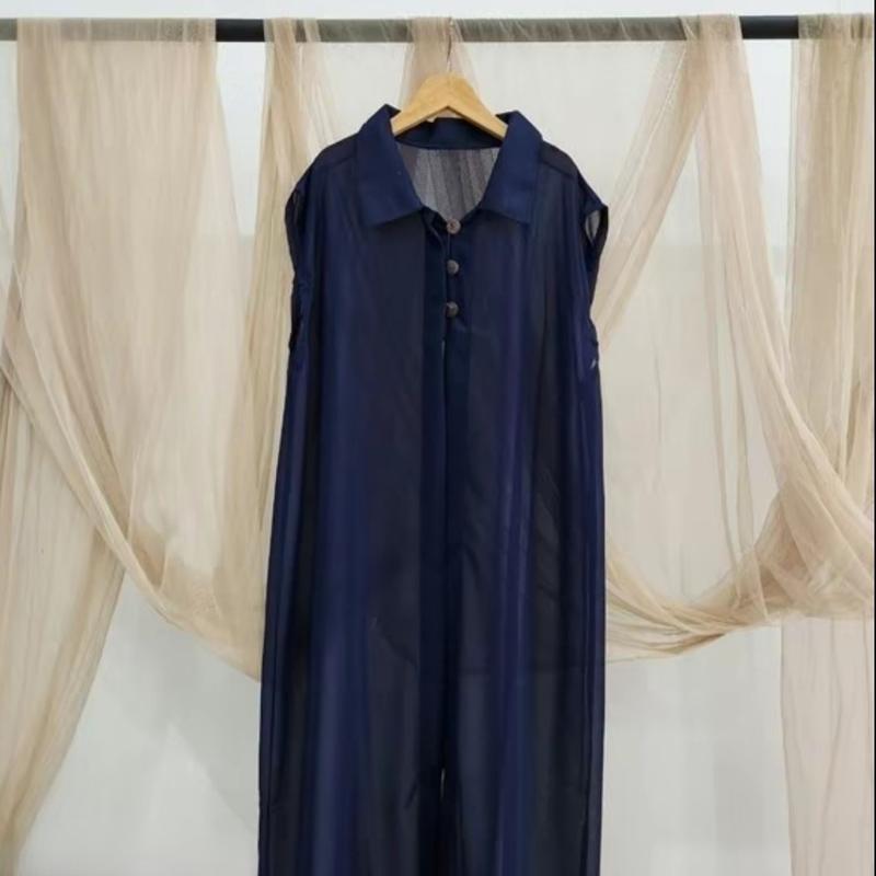 Outer Kardigan Jumbo Tanpa Lengan Bahan Ceruty Babydoll By Azka Collection - Model Pengencang Kancing 6