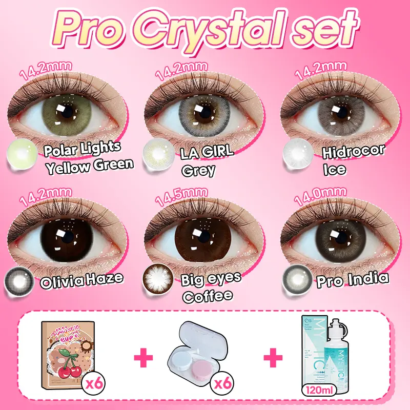 [ Beli 6 GRATIS 13 ] Mysticeyes Softlens Mata 14.0mm-14.5mm (NORMAL) Paket kombinasi :6 Pasang Softlens +Air Pencuci Softlens 120ML+ 6Casing Gratis 8