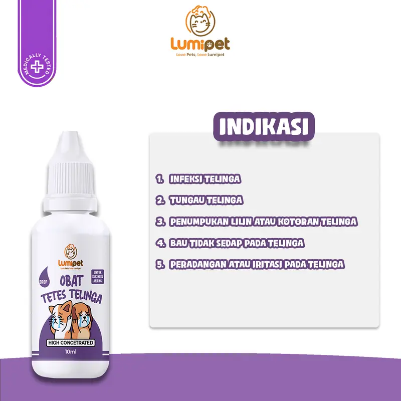 LUMIPET Tetes Telinga Pembersih & Penghilang Infeksi Radang Gatal dan Bau Tidak Sedap Kuping Kucing dan Anjing 4