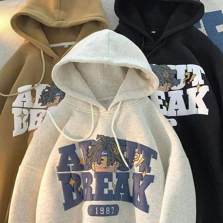 SS - ABOUT BREAK Oversize Hoodie Pria Streetwear Style Sweatshirt Big Size Wanita Remaja 2