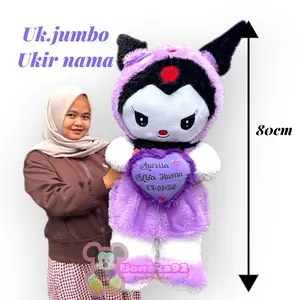 Boneka92 Boneka Kuromi Berdiri Uk Jumbo 80cm Free Ukir Nama Maksimal 25 Huruf Lucu Dan Menggemaskan
