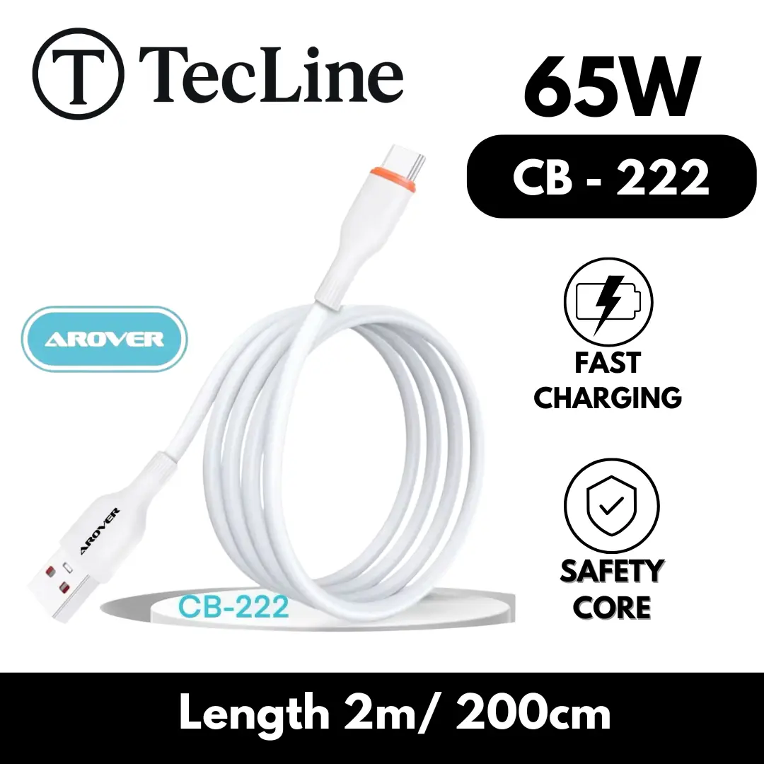 AROVER Kabel Charger 65W Fast Charging USB to Type C / Micro – Panjang 2 Meter Anti Putus Aman untuk Semua Android