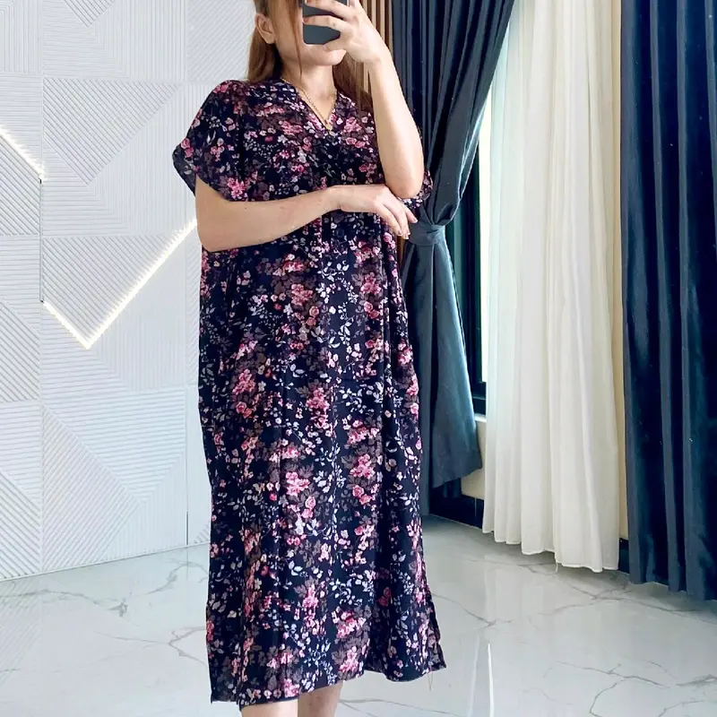 Diora Dress Daster Busui Friendly Kancing - Daster Rayon Busui Bumil Motif 5