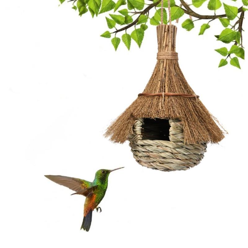 Product Introduction of Tổ Chim Bằng Cỏ Tự Nhiên Có Thể Treo, Nơi Trú Ẩn Bằng Cỏ Dệt Tay, Hình Ngôi Nhà Chim Ruồi Treo Cho Bên Ngoài 9