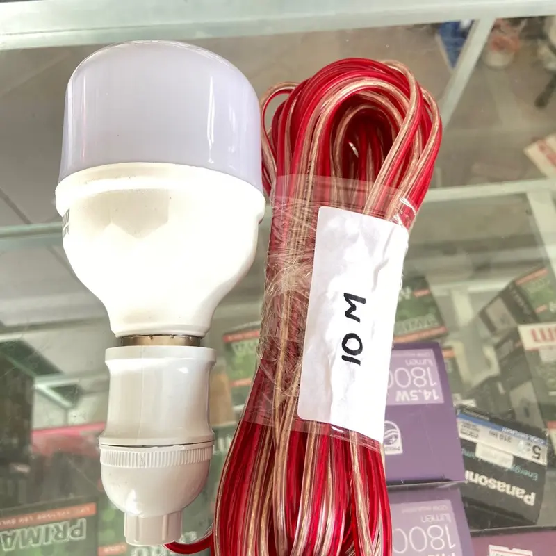 (Fitting + Lampu) Fitting Gantung Kabel Panjang 3,5,10 meter E27 rakitan + Lampu
