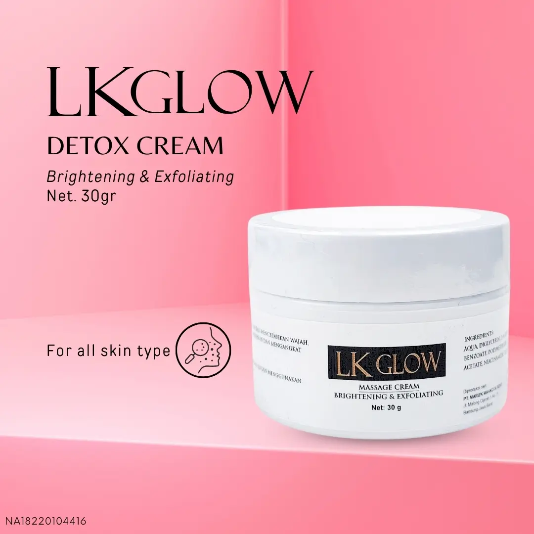 Cream 30gr Detox LK GLOW Pijat Krim Cerahkan Meremajakan Mencegah Penuaan Dini Menyamarkan Flek share in jar sudah bpom ri
