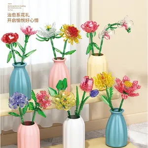 Bricks Nano Block Flowers Puzzle DIY Mainan Rangkaian Bunga Buket Romantis