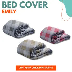 BEDCOVER Selimut Motif Emily Gingham Pink Coklat Abu Coklat Pink Murah BED COVER ukuran 120x200 150x235 200x230
