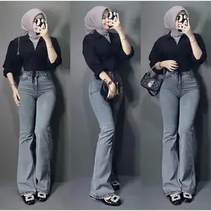 Jeans Cutbray Highwaist Wanita Celana Jeans Wanita Celana Cutbray Stretch Import Celana Jeans Highwaist